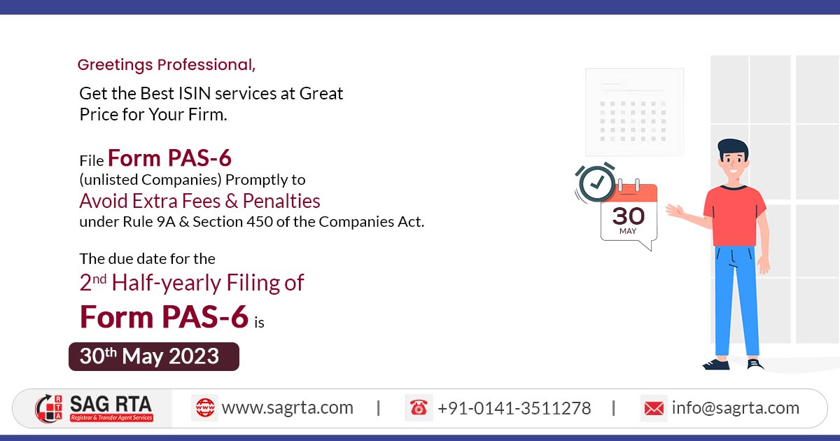 sag_rta's tweet image. Hurry up!
Today is the last date for the 2nd half-yearly filing of Form PAS-6.
Get more: bit.ly/3UwkjF9
#formpas6 #pas6 #duedate #Filing #rta #RTAservices #rtaform #sagrta