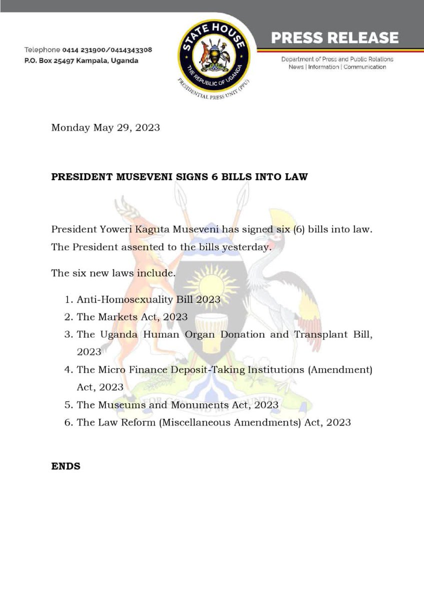 I thank H.E the President, @KagutaMuseveni for assenting to the Uganda Human Organ Donation and Transplant Bill 2023. The door is now open for #Uganda to begin a new chapter of Organ Transplant. Congratulations Ugandans!