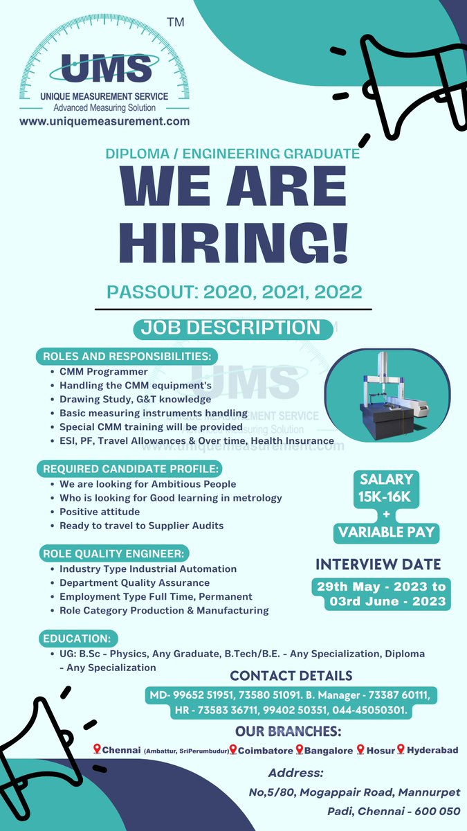 UniqueMeasurem1's tweet image. We are Hiring!

#WeAreHiring #HiringNow #cmmprogrammer