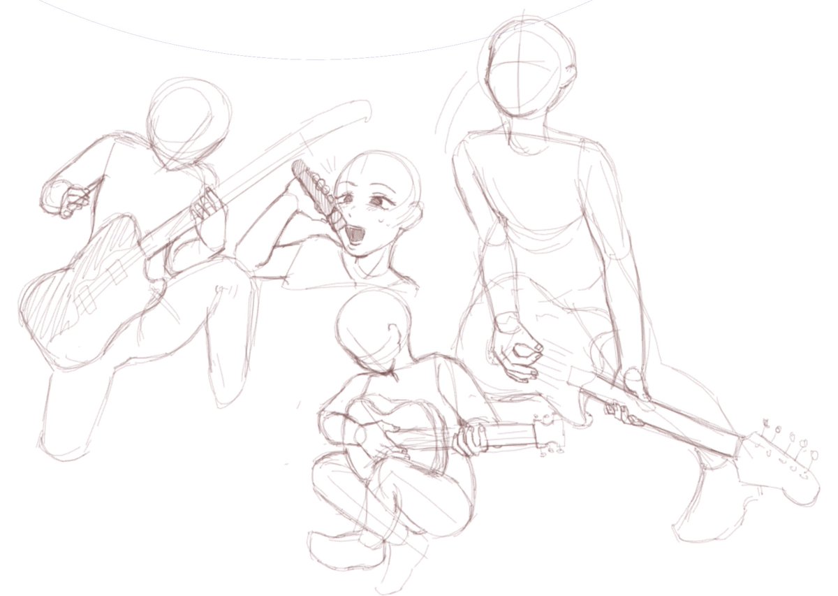 Some digital sketches! Guitar poses practice.