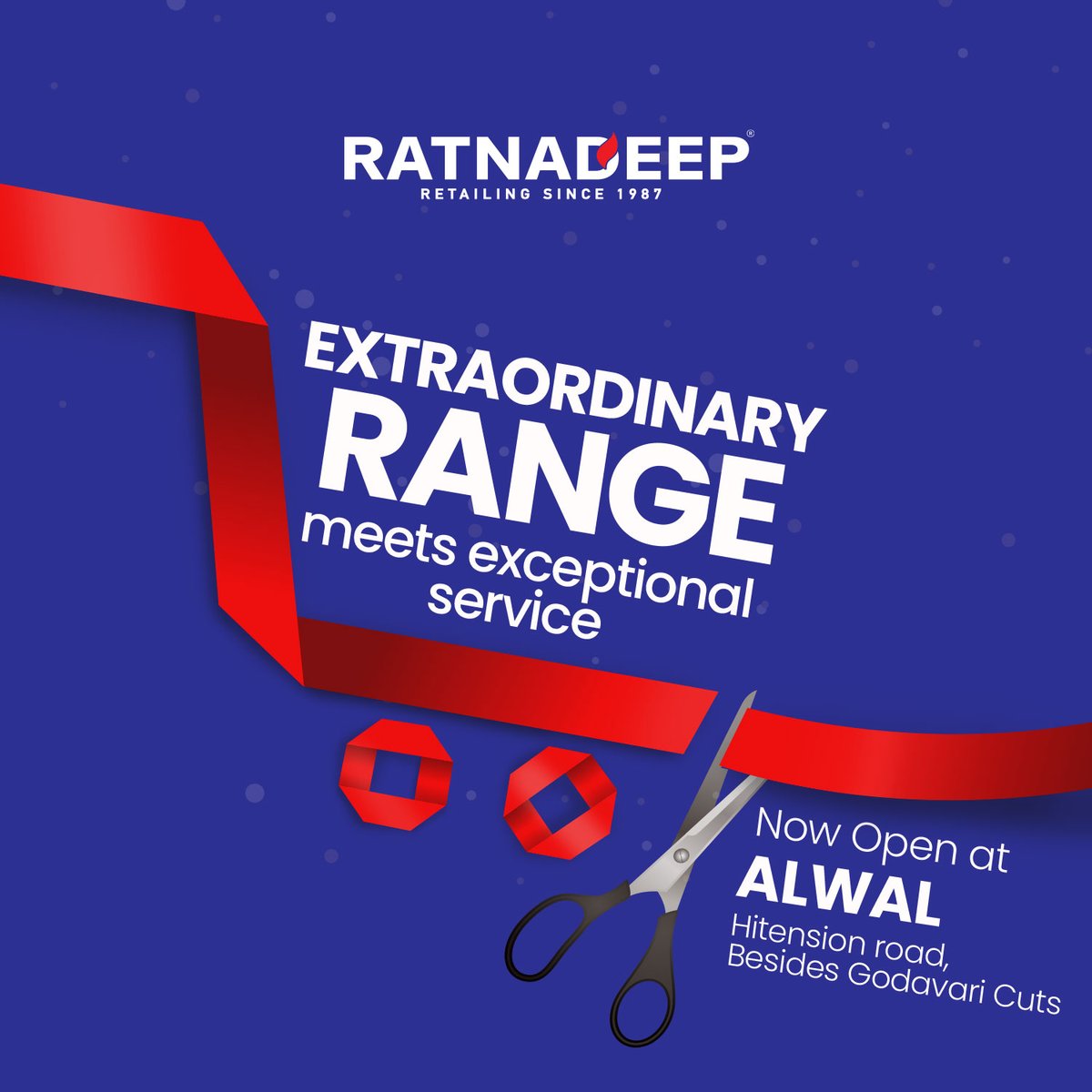 Hello Alwal! You now experience unparalleled convenience at our newest on Hitension road, beside Godavari Cuts.

#Ratnadeep #Alwal #NewStore #OpeningToday #NowOpen #NewStoreLaunch #Launch #RatnadeepForYou #Shopping #RatnadeepSupermarket #Quality #Variety #SuperMarket #Hyderabad