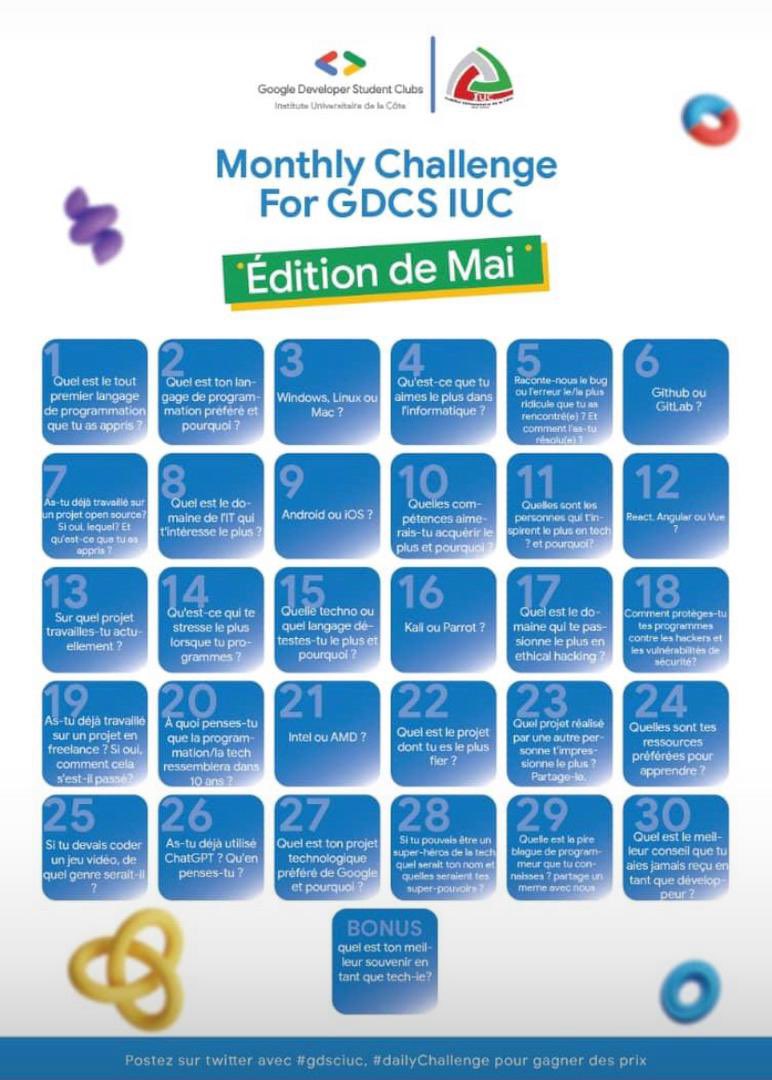 gdsc_iuc's tweet image. Hey guys...
Day 30: Qu&apos;elle est le meilleur conseil que tu aies jamais reçu en tant que développeur ?
#monthlychallenge
#gdsciuc