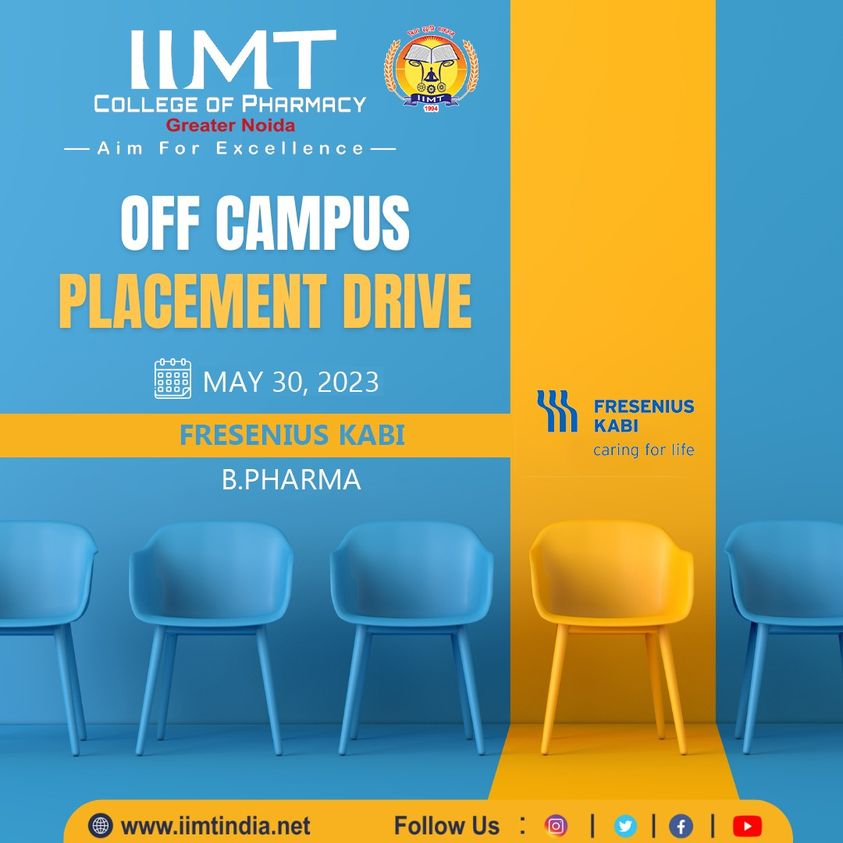 iimtnoida's tweet photo. Off Campus Placement Drive for B. Pharma  Batch - 2023 Students.
Company: Fresenius Kabi'.
Date: 30th May, 2023.
https://t.co/UOh7RIbr6l
Call us: 9520886860
#IIMTIndia #iimtgroupofcolleges
#CampusPlacement #CampusRecruitment #IIMTian
#DpharmaAdmission2023 #AdmissionOpenSession https://t.co/BHRBmB7njw