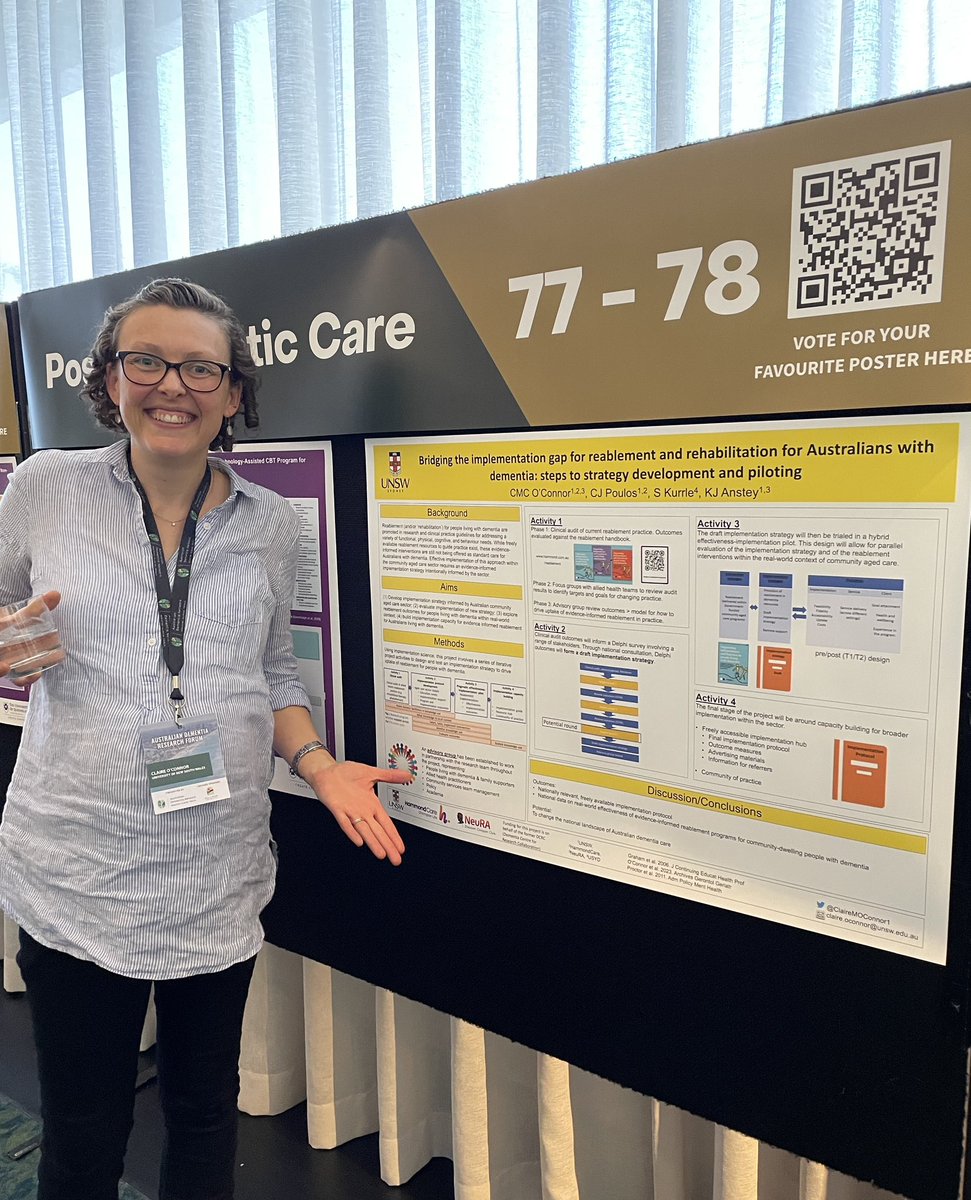 Claire MC O'Connor (@clairemoconnor1) on Twitter photo My postdoc protocol summed up on a poster at #ADRF2023 - Hoping to understand more about #implementation of #reablement in #dementia <a href="/UNSWScience/">UNSW Science</a> <a href="/HammondCare/">HammondCare</a> <a href="/neuraustralia/">NeuRA (Neuroscience Research Australia)</a> <a href="/DementiaCRC/">Dementia Centre for Research Collaboration (DCRC)</a> My postdoc protocol summed up on a poster at #ADRF2023 - Hoping to understand more about #implementation of #reablement in #dementia <a href="/UNSWScience/">UNSW Science</a> <a href="/HammondCare/">HammondCare</a> <a href="/neuraustralia/">NeuRA (Neuroscience Research Australia)</a> <a href="/DementiaCRC/">Dementia Centre for Research Collaboration (DCRC)</a>