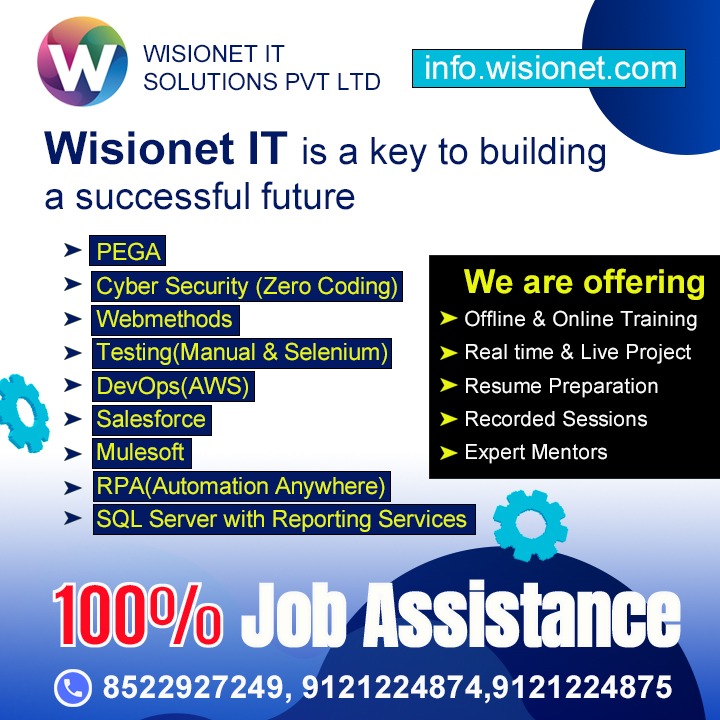 wisionet66255's tweet photo. Wisionet IT is a key to building a successful future…!!!

Mode of training:
Online/Offline, With 100% Placement Assistance.
For details contact:8522927249,9160827111
https://t.co/KlLhJuTNyD

#Online_Training #Offline_Training #Salesforce_Course #Cybersecurity_Course https://t.co/jy5uJz1Yx2
