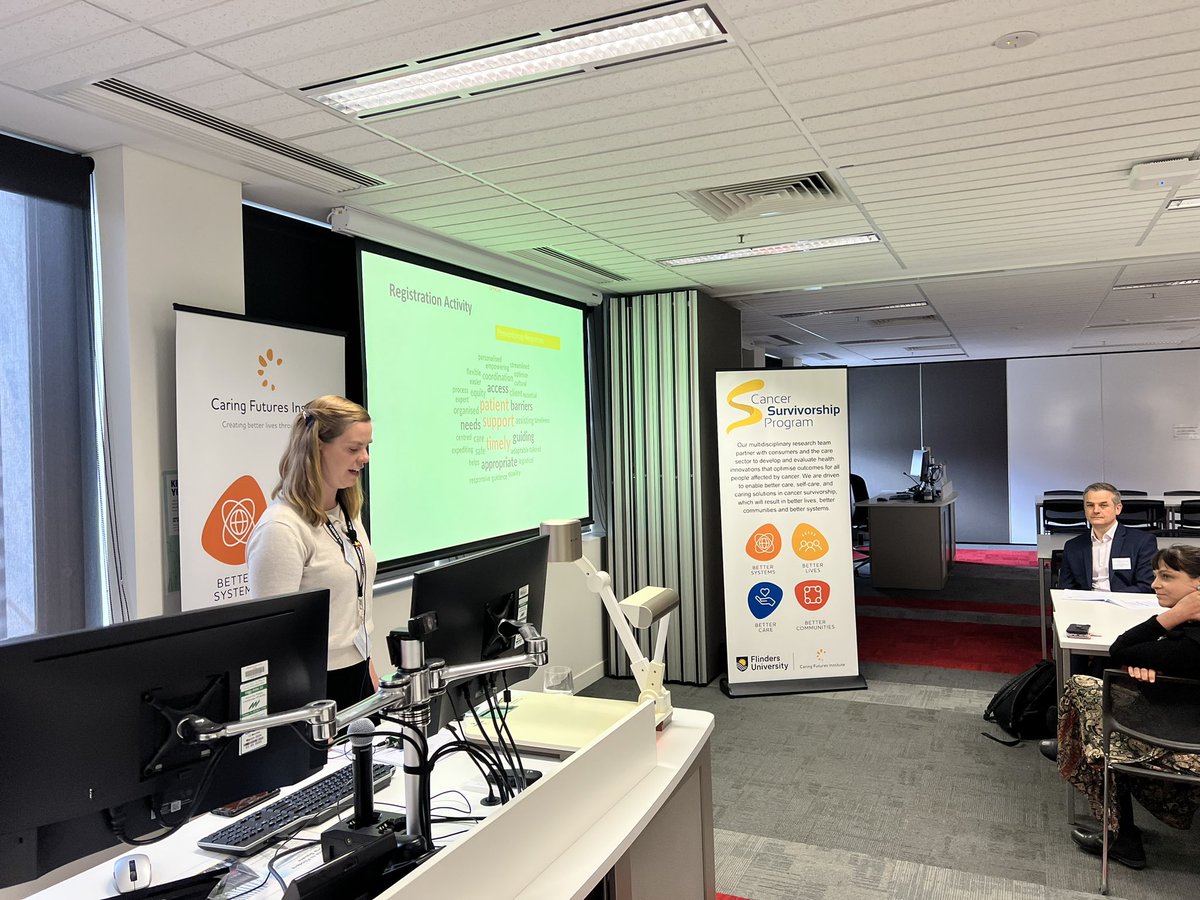 Dr @Fiona_CW1 exercising her awesome leadership to let us know what our stakeholders think about “#Navigation”

#cancer #supponc #survonc 
@FlindersCFI @CEIH_SA #fearless