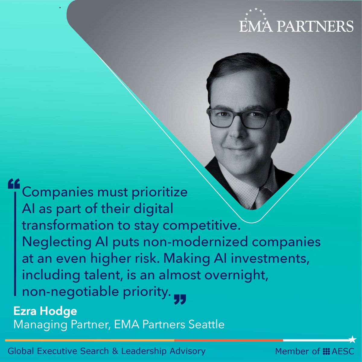 EMAPartners's tweet photo. An insight on the urgency of AI adoption in business by Ezra Hodge, Managing Partner, EMA Partners Seattle.

#AI #Strategy #Innovation #EMA #EMAPartners #AIModernization #AITransformation #AITalent #Leadership #AILeadership #Advisory #Leaders #Consulting #Motivation https://t.co/g3gEZdSQGX