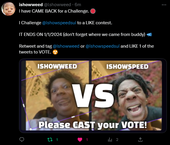 fconroblox's tweet photo. @lshowweed We have officially Allied with your calling!  👍 We Will Support your calling against @ishowspeedsui https://t.co/aSar5y1E5h
