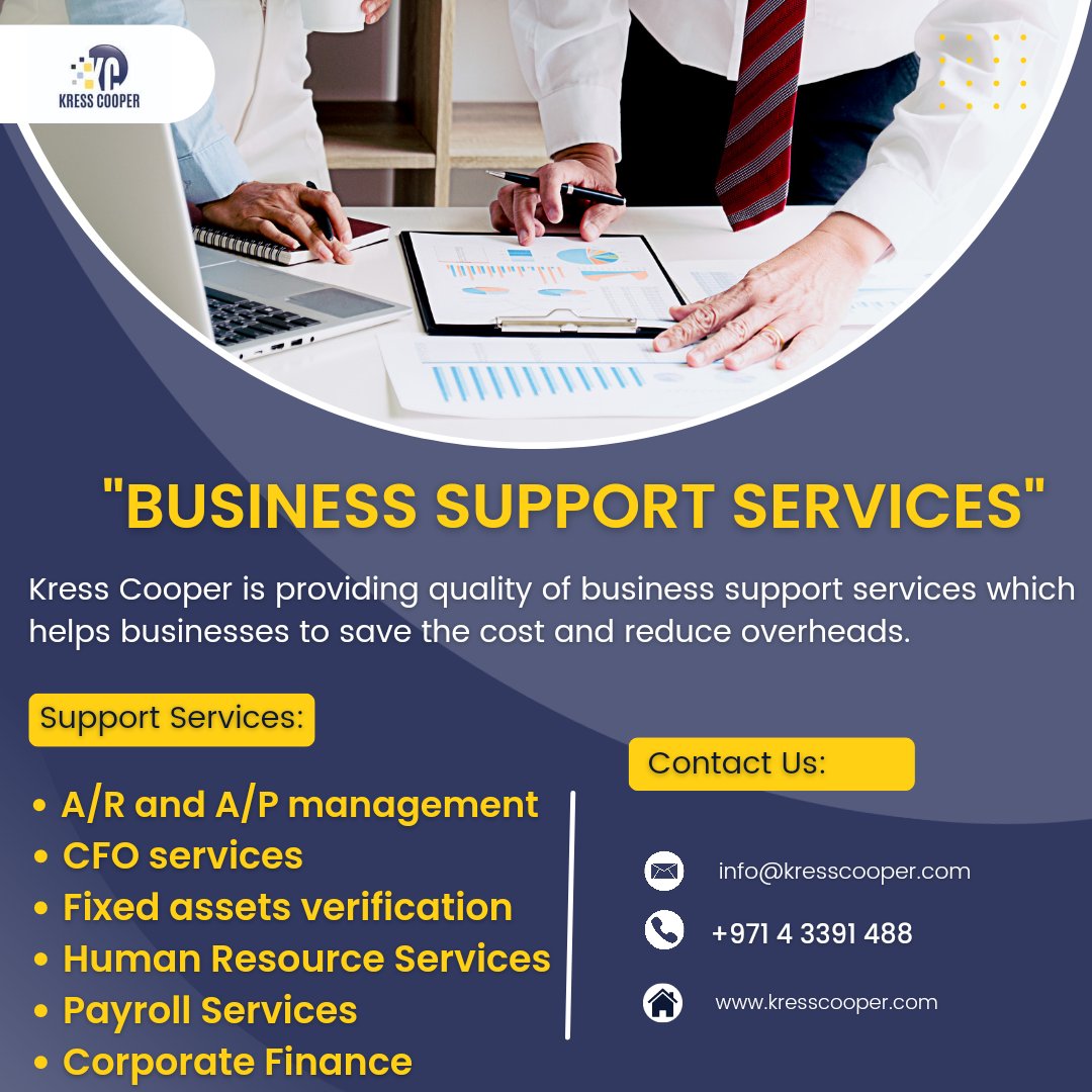 Kress Cooper is providing quality of business support services which helps businesses to save the cost and reduce overheads.

#businessadvisory #supportservices #cfoservices #payrollmanagement #recruitment #corporatefinance #fixedassets #kresscooper #uae #oman #ksa #bahrain