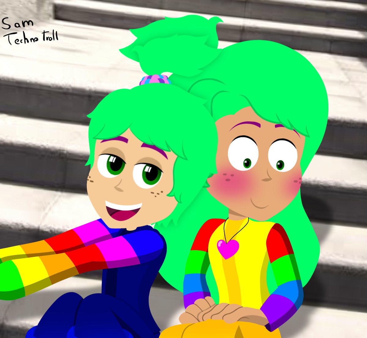 SamTechnoTroll's tweet photo. This time I thought about drawing them but the human version and incidentally updating the human version of Sam and if I used a base from the owl house 
(The designs are 100% created by me.)#Trolls #Trollsworldtour #dreamworks #TechnoTroll #Kingtrollex #SamTechnoTroll #Samlle https://t.co/BeN9GD1fAr