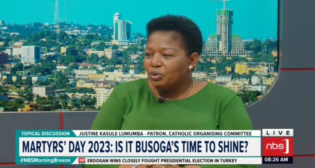 nbstv's tweet photo. Justine Kasule Lumumba - Patron, Catholic Organising Committee: There's no other talk in Busoga other than the Uganda Martyrs. We are going to give you the Kisoga vibe at the Catholic Shrine and Anglican Site.

#NBSMorningBreeze #NBSUpdates https://t.co/Sbkj9mvTd9