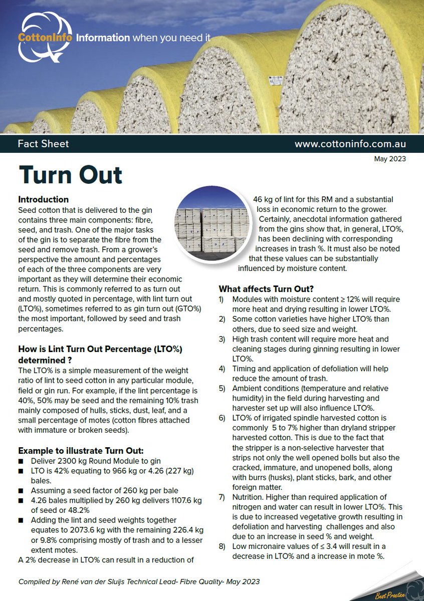 CottonInfoAust's tweet photo. NEW CottonInfo fact sheet available now re Turn Out:
https://t.co/CuUa8HsoaZ https://t.co/wDkgInkpIY
