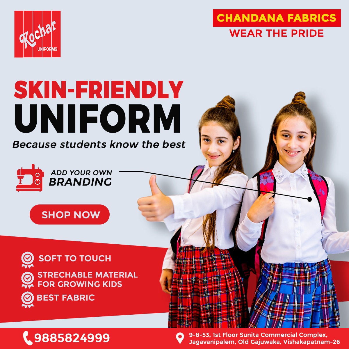 Chandana Fabrics Wear The Pride .....

Skin Friednly Uniforms 
Beacuse Students KnowThe Best ...

Add Your Own Branding ...
 
@kocharuniformsvizag #instagram #india #uniforms #schooluniforms @uniformsofdaryl @vizagforever @vizag