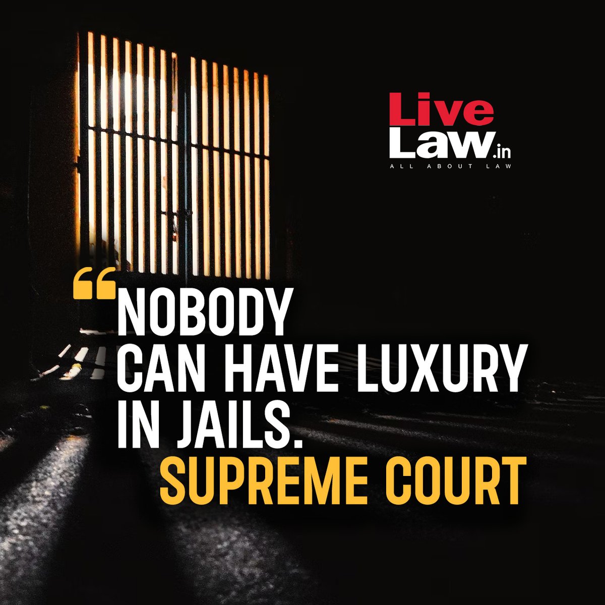 The Supreme Court on Tuesday remarked that it’s impossible for anyone to expect luxury in jails.
Read more: lnkd.in/gJ3cUKFP
#SupremeCourt  #jail  #SupremeCourtofIndia