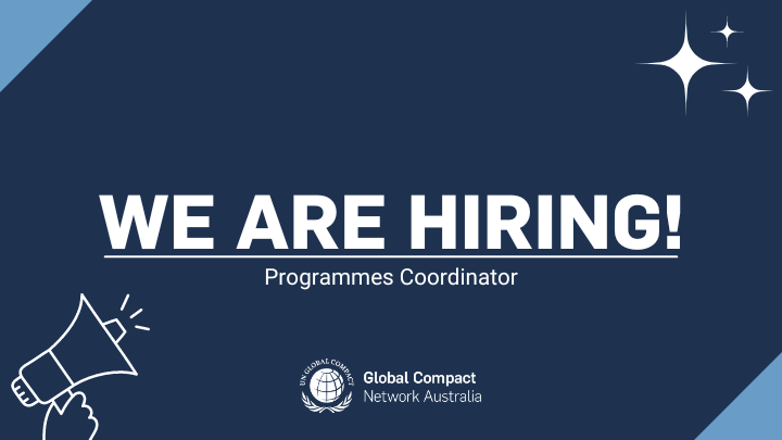 GlobalCompactAU's tweet photo. We're on the search for our next Programmes Coordinator!

Be part of the world’s largest corporate sustainability initiative. Applications are now open. 

Find out more: https://t.co/2ygrjnJUsR

#UNGCNA #OneGlobalCompact #UnitingBusiness #Recruitment #SustainableDevelopment https://t.co/qSqi4714hF