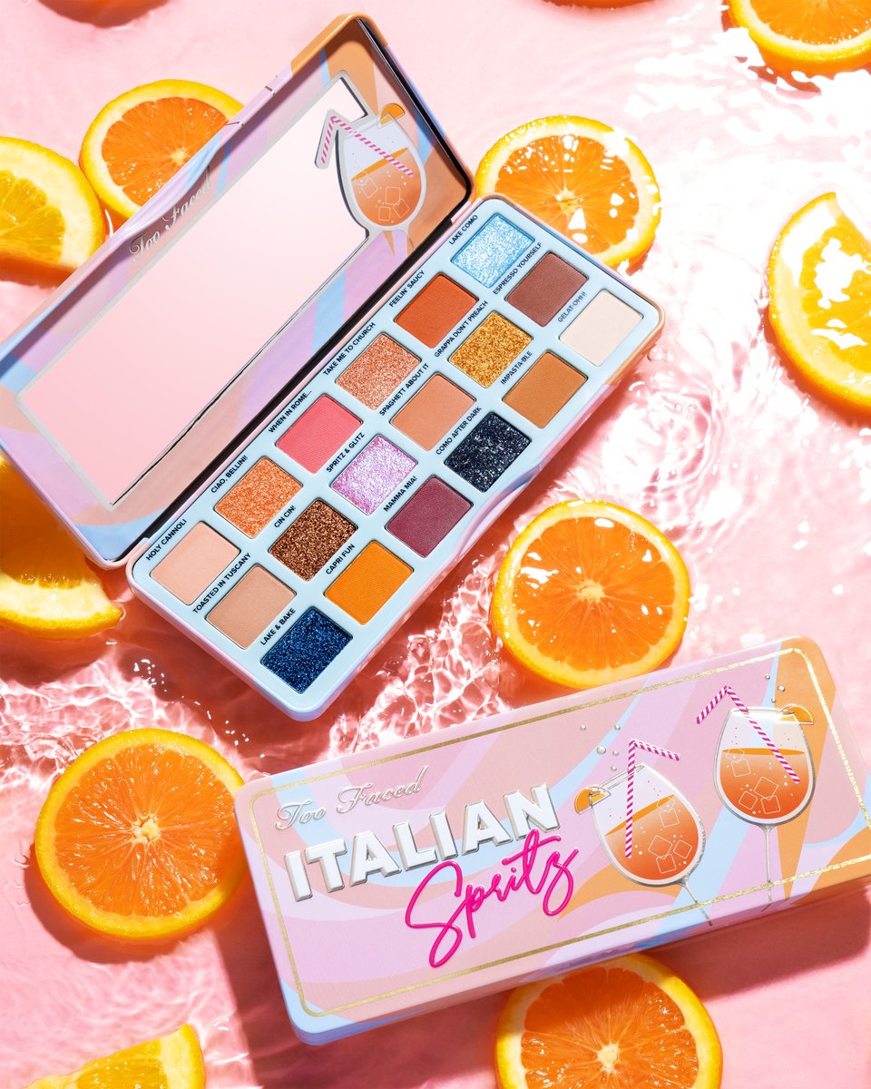 TooFaced_JP's tweet photo. ＼気分はもう、サマーバカンス🌞／

真夏のイタリアで楽しむ、サマーカクテルからインスパイアされた、イタリアン スプリッツ アイシャドウ パレット🍸

キラメキ溢れる✨豊富な色揃えは夏メイクにぴったり⛱🌊

詳しくは▼
https://t.co/r6lQ2pk6Ss https://t.co/bJA2QTQsXg