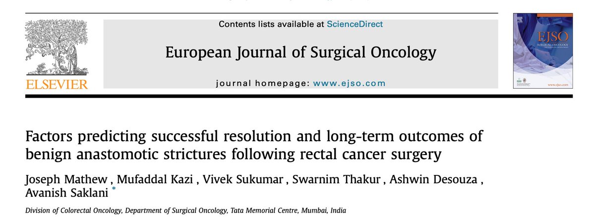 MufaddalKazi's tweet photo. Benign anastomotic strictures after rectal cancer Sx. Difficult problems to Rx. Check out our publication @ejsotweets @ESSOnews @ACPGBI @ASCRS_1 @escp_tweets @ColorectalDis @DCRjournal @ISUCRS1 @TataMemorial @sukumar_vivek @docswapnil01 @jeetrohila @raghurants @JimkhanMD https://t.co/36CGb9K9wa