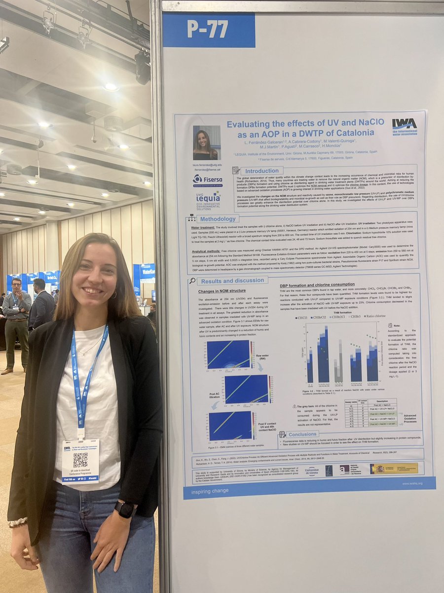 Our work Evaluating the effects of UV and NaClO as an AOP in a DWTP of Catalonia is presented in the poster P77 at #LET2023. Check it up and vote for us!! <a href="/LEQUIA_UdG/">LEQUIA-UdG</a> <a href="/fisersa/">FISERSA</a> <a href="/IWAHQ/">International Water Association</a>