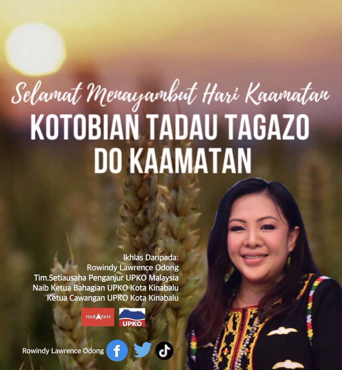 RowindyLawrence's tweet photo. Syukur kepada Tuhan kerana pada tahun ini kita berpeluang sekali lagi untuk meraihkan Tadau Kaamatan Pesta menuai,mensyukuri dan menghargai hasil bumi.

KAAMATAN MONGUBASANAN PISOMPURUAN
KAAMATAN MEMBUDAYAKAN PERPADUAN
KAAMATAN ENCULTURATES UNITY https://t.co/dSrHjseoGU