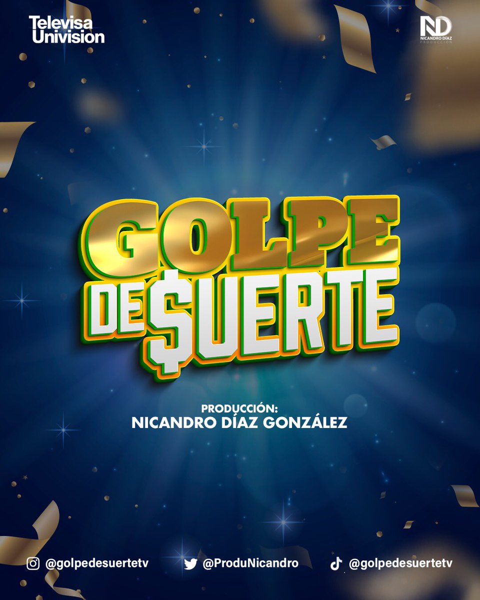 Producción Nicandro Díaz (@produnicandro) on Twitter photo Y tú, ¿has tenido un #GolpeDeSuerte? Próximamente por <a href="/Canal_Estrellas/">Las Estrellas</a> 2023 <a href="/NicandroDiaz/">Nicandro Díaz</a> <a href="/TUPrensa/">TelevisaUnivision Prensa</a> <a href="/Televisa/">Televisa</a> Y tú, ¿has tenido un #GolpeDeSuerte? Próximamente por <a href="/Canal_Estrellas/">Las Estrellas</a> 2023 <a href="/NicandroDiaz/">Nicandro Díaz</a> <a href="/TUPrensa/">TelevisaUnivision Prensa</a> <a href="/Televisa/">Televisa</a>
