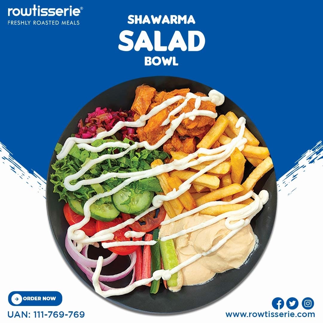 Shawarma Salad Bowl
#Rowtisserie #shawarmasalad #shawarma #salad #bowl #14thStreetPhase5DHA #ordernow