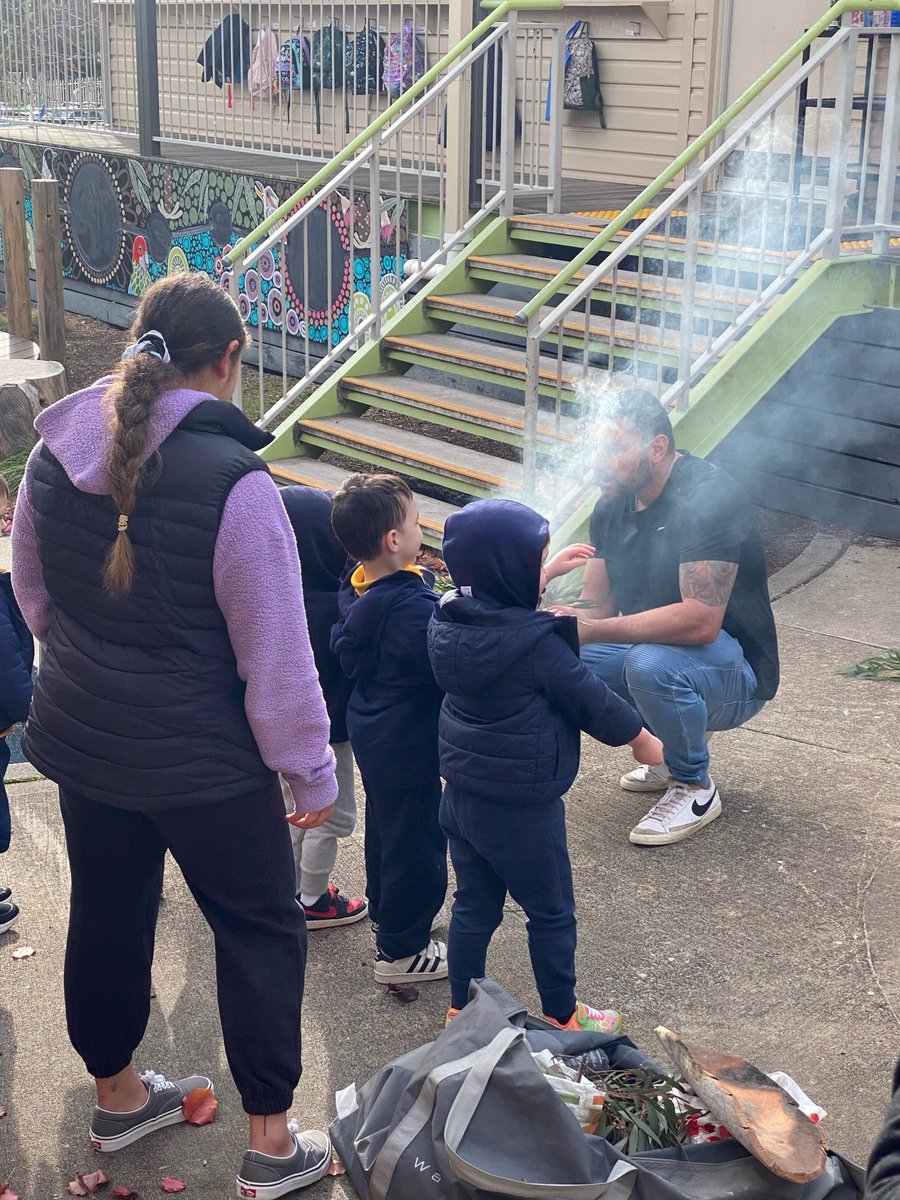 Today, Ngunnawal Preschool students commemorated National Reconciliation Week. The occasion was marked with a traditional smoking ceremony and the unveiling of two new murals from artist Rebekah Lane of Ginyaang Art.

Be a Voice for Generations #NRW2023