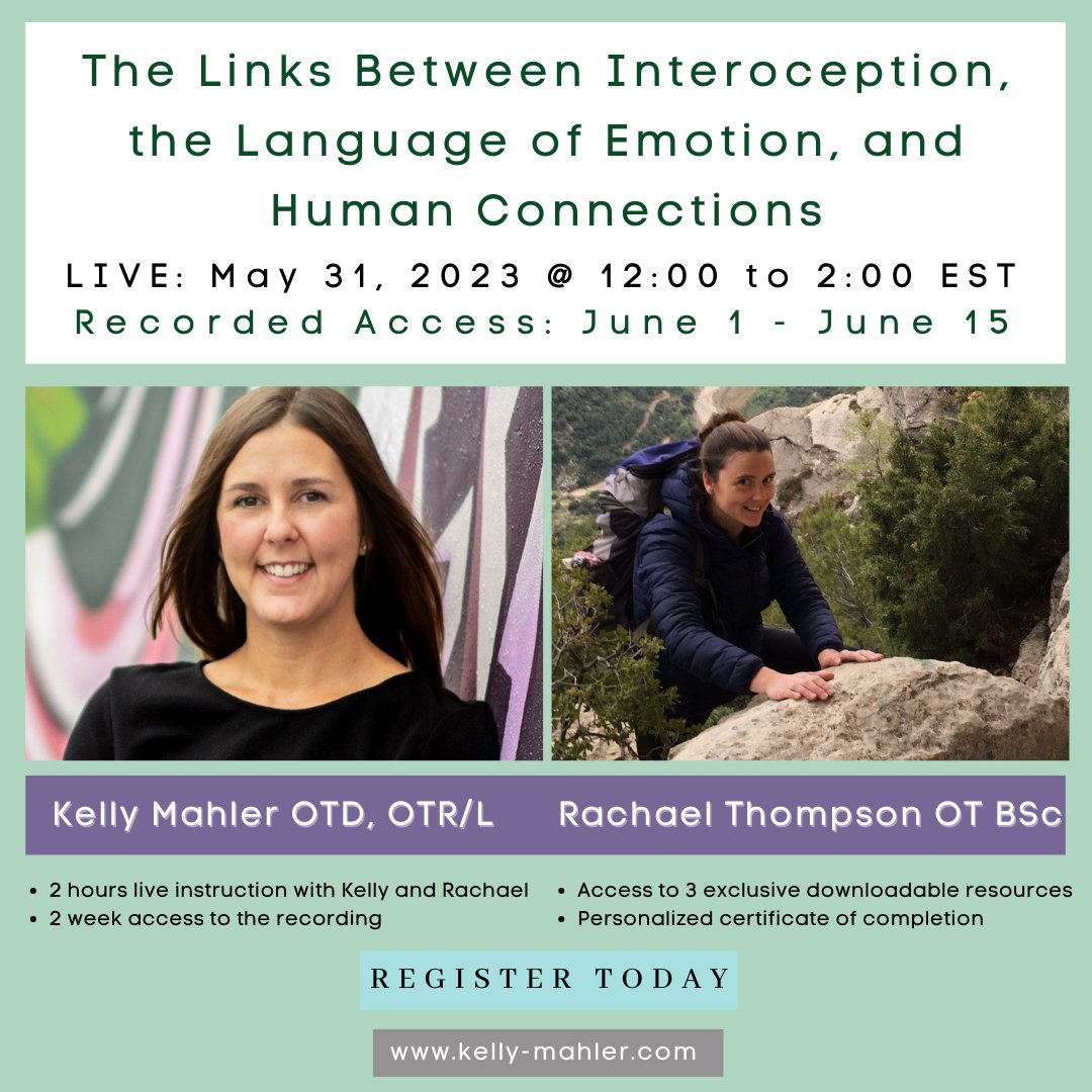 kmahlerkmahler's tweet photo. 1-Day Left to Register! This month, we have been talking all about emotions, emotion language, human connection, and the influence of interoception. Come take a deeper dive with Rachael Thompson and me on May 31, 2023 from 12pm to 2pm ET (USA).

Register: https://t.co/XRmrZaE05K https://t.co/kfuHulLCwM