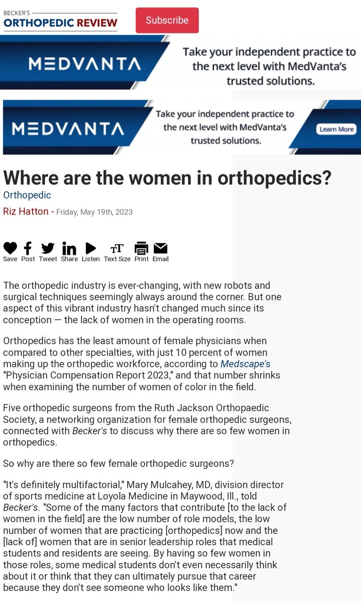 marykmulcaheymd's tweet image. Proud to participate in this discussion with other @RJOSociety leaders! Let's continue to raise awareness, provide mentorship / sponsorship / allyship, and make intentional efforts to improve #diversityinortho! 

tinyurl.com/bdzef6bw

#orthotwitter #womeninortho