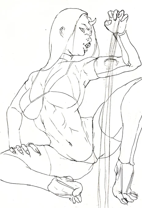 #鬼ッ娘

こんぐらいいーじゃねえかって思ってるのに一向にゆるされないビキニコスな鬼ッ娘・美姫。

ついついスケバンぽく描いてしまうのだけどなんか性格は意外と(案の定?)清純派な気がする🤔 