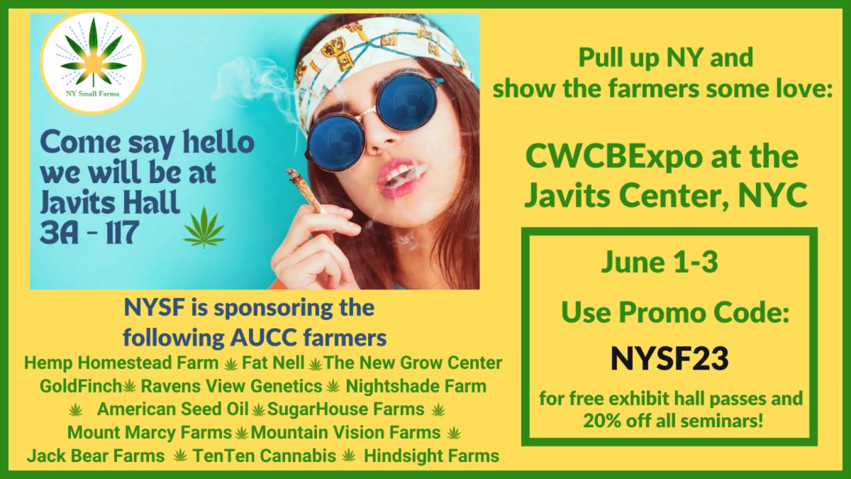 Use Promo Code: NYSF23 to get FREE Exhibit Floor passes and 20% off all seminars. Come out and see the farmers and support CWCBE who have been so supportive of the farmers this year! Register at: cwcbexpo.com/registration_n…