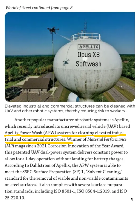 I’m excited to share an article featuring Apellix and the Apellix Power Wash tethered drone in <a href="/CoatingsProMag/">CoatingsPro Magazine</a>. Check it out: ampp.mydigitalpublication.com/steel-surfaces… #DronesForGood #PowerWashDrone #PressureWashDrone #CleaningDrone #ApellixAtWork