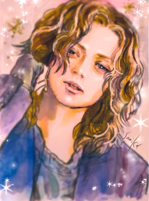 アナログ一発描きりょんさん 筆ペンと水彩ペン