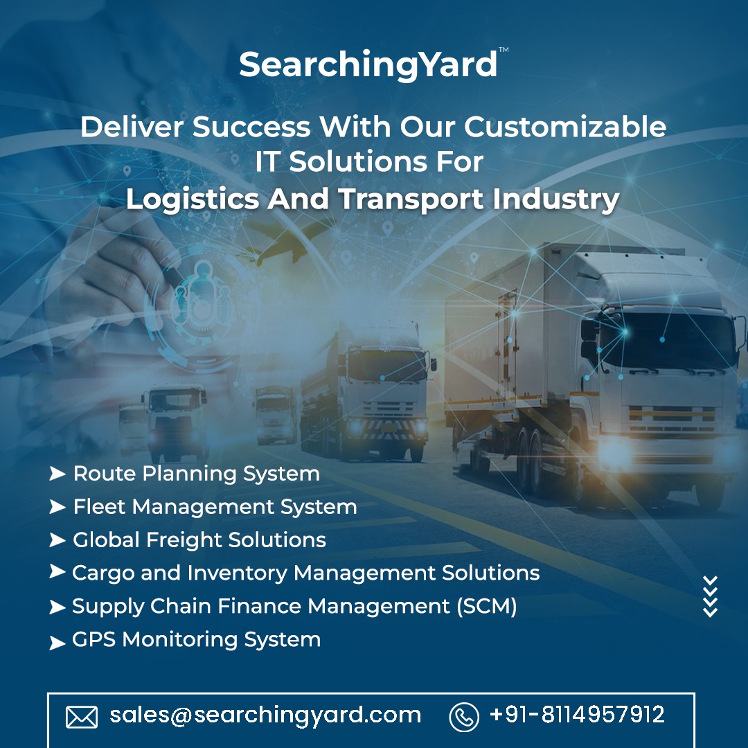 Put your #Logistics and #Transport business on the fast track to success with our cutting-edge #ITsolutions.

 searchingyard.com/industry/logis…
𝐂𝐚𝐥𝐥/𝗪𝐡𝐚𝐭𝐬𝐚𝐩𝐩: +918114957912
𝐌𝐚𝐢𝐥: sales@searchingyard.com
#FleetManagement #InventoryManagement #GPSMonitoring #SearchingYard
