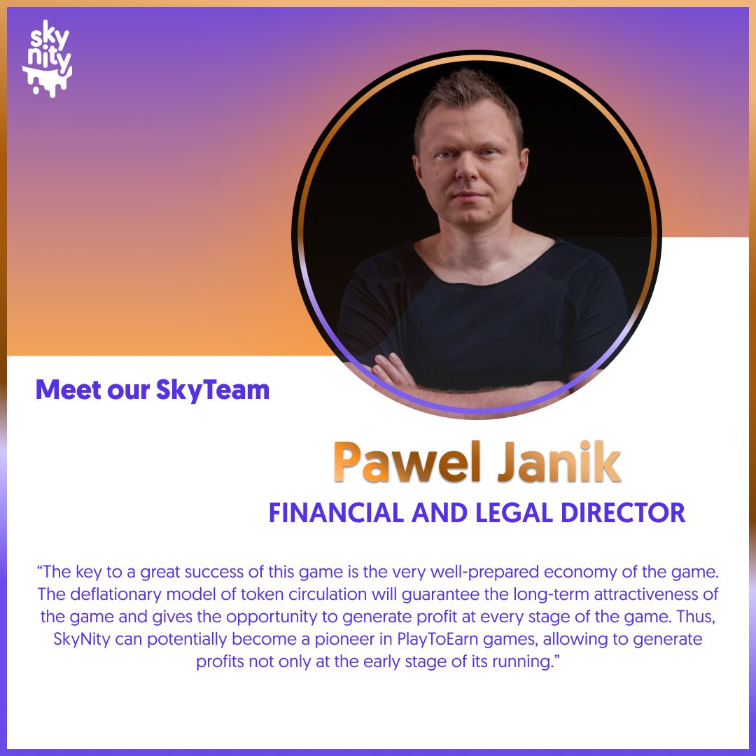Meet Pawel Janik, financial and legal director at SkyNity 👋

With his 15-year-long experience as CFO/CEO and extensive #blockchain knowledge, Pawel is focused on delivering a high-quality #Web3Game

Why is SkyNity doomed to success? Check his words!👇