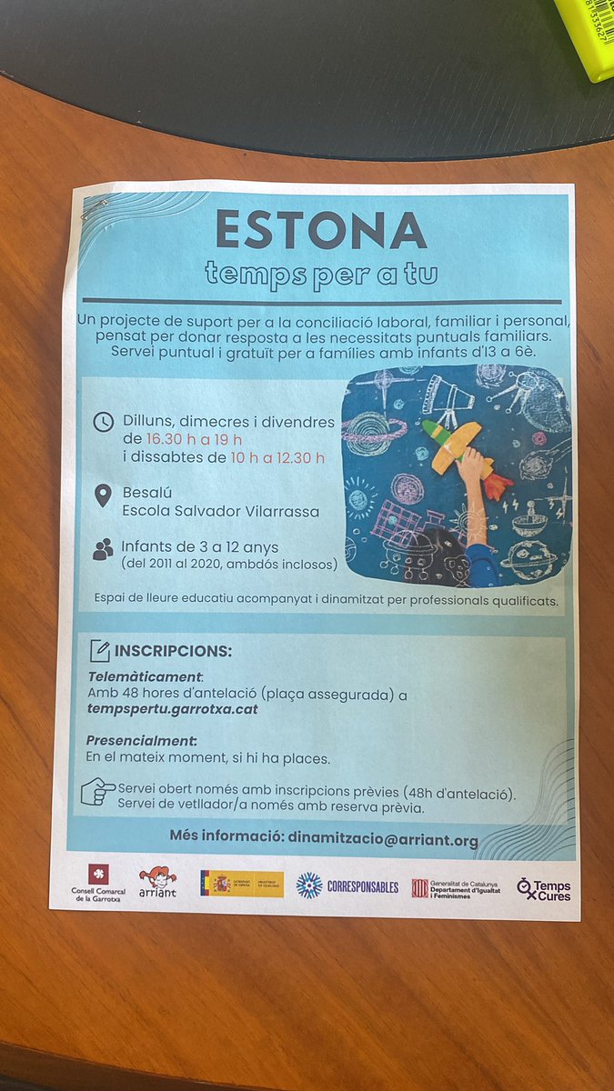 Proper 5/6 fins 21/6 i des de setembre fins 31/12 torna servei #Tempspertu a #Besalú: a IE S.Vilarrasa a partir de 1630h a 19h DLL,DM,DV i DISS de 10h a 1230h. Infants de 3 a 12 anys. Espai lleure educatiu dinamitzat x professionals qualificats. <a href="/CCGarrotxa/">Consell Comarcal de la Garrotxa</a> <a href="/igualtatcat/">Igualtat i Feminisme</a> <a href="/arriant/">zhiecavarlho arriant</a>