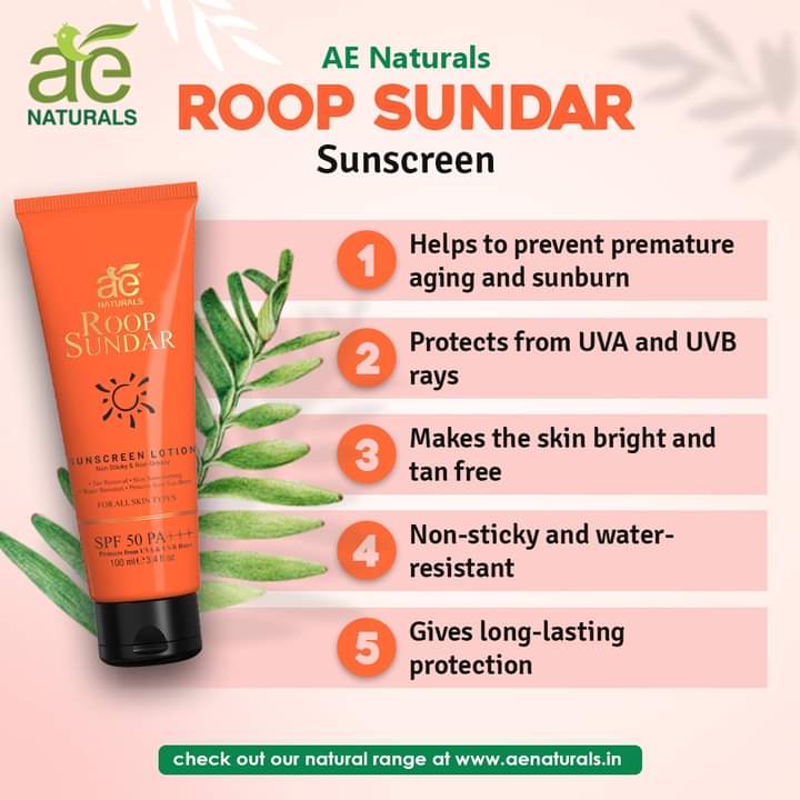 Find out the benefits of our Roop Sundar Sunscreen.
@aenaturalsoffcl @ae_stores
.
#AeNaturals #sunscreen #roopsundar #sunscreeneveryday #skin #skincare #skincareproducts #suncare #sunprotection #skincareessentials