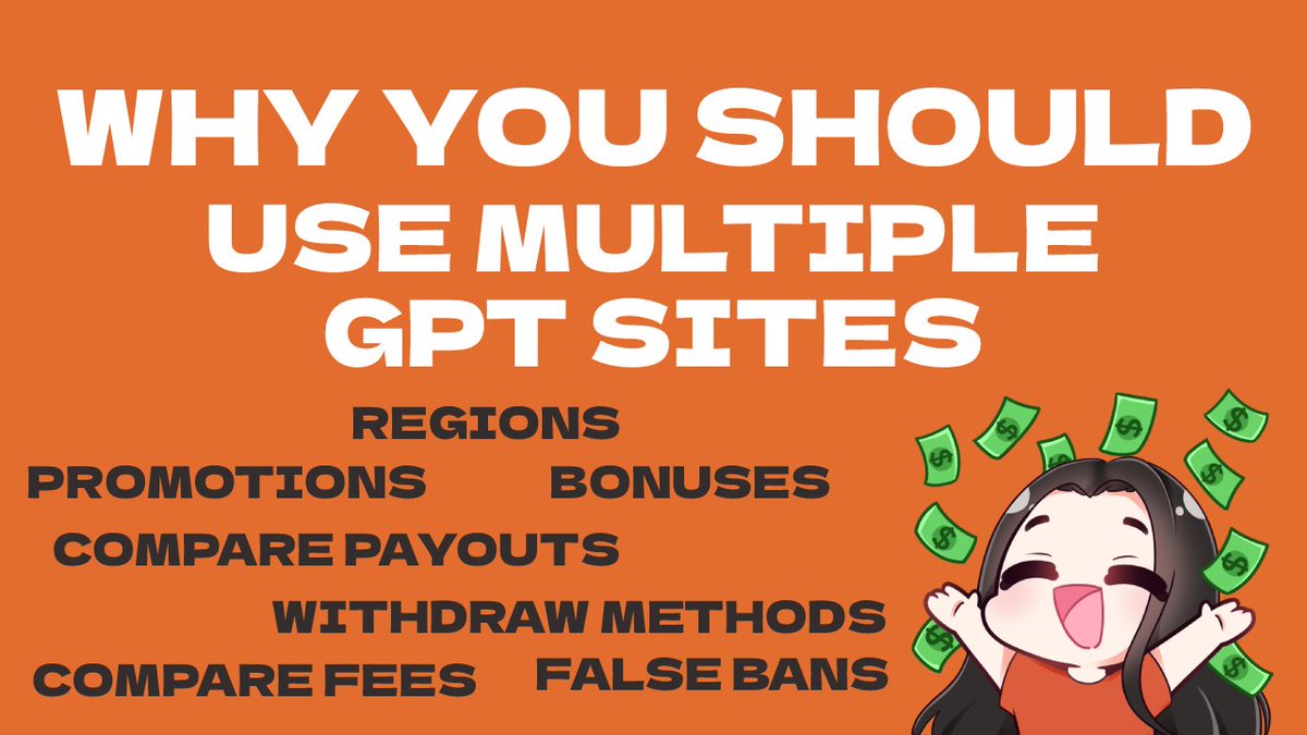 gptlist's tweet image. WHY YOU SHOULD USE MULTIPLE GPT SITES

- COMPARE WHO IS PAYING MORE
- HAVE MORE WITHDRAW OPTIONS
- LESS FEES
- BONUSES
- AND MUCH MUCH MORE!!!!

FIND MORE SITES ON GPTLIST.COM 🧡

#GPTLIST #GPTSITES #EARNMONEY #CRYPTO