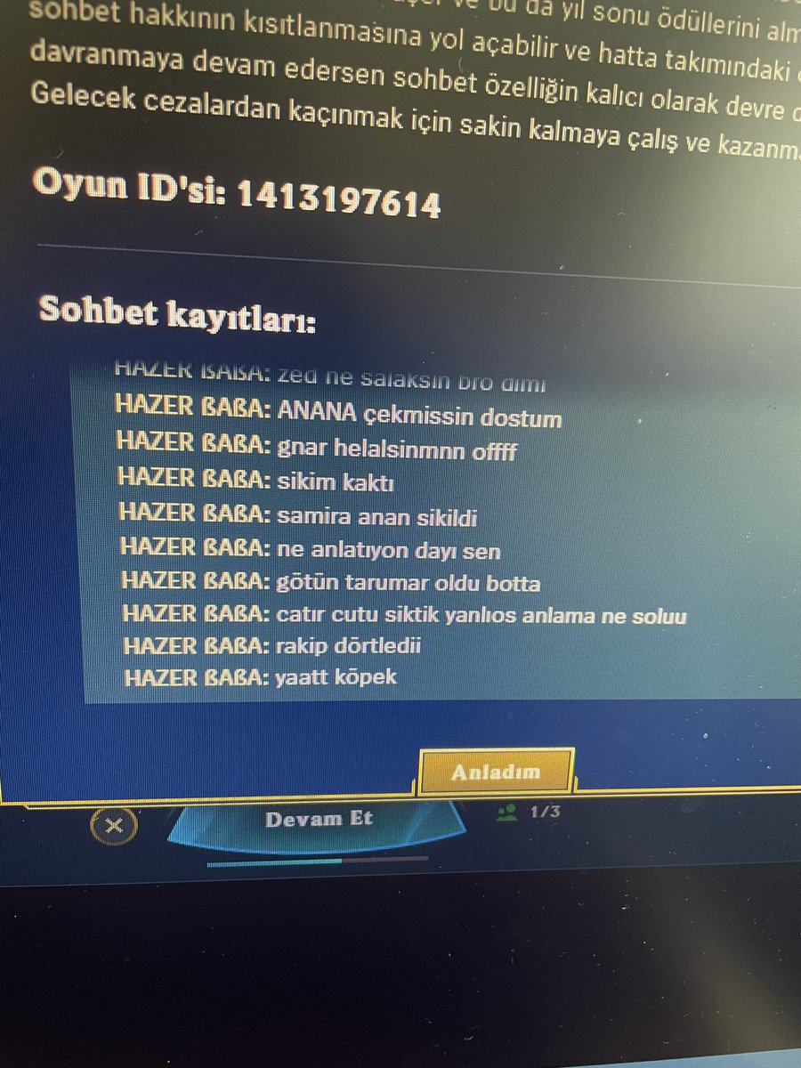 ne yapmısız yani sanki anasını reelde mi sikmisiz küfür ettik diye sikayet mi edilir aq kız cocugu kayn xd