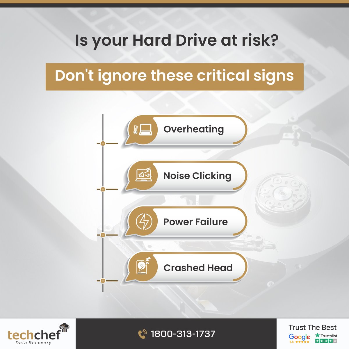 asktechchef's tweet image. 🚨 Data Alert! 🚨Is your hard drive at risk? Safeguard your precious files before it's too late. 
.
.
.
.
 #DataAtRisk #HardDriveFailure #DataProtection #Techchef
