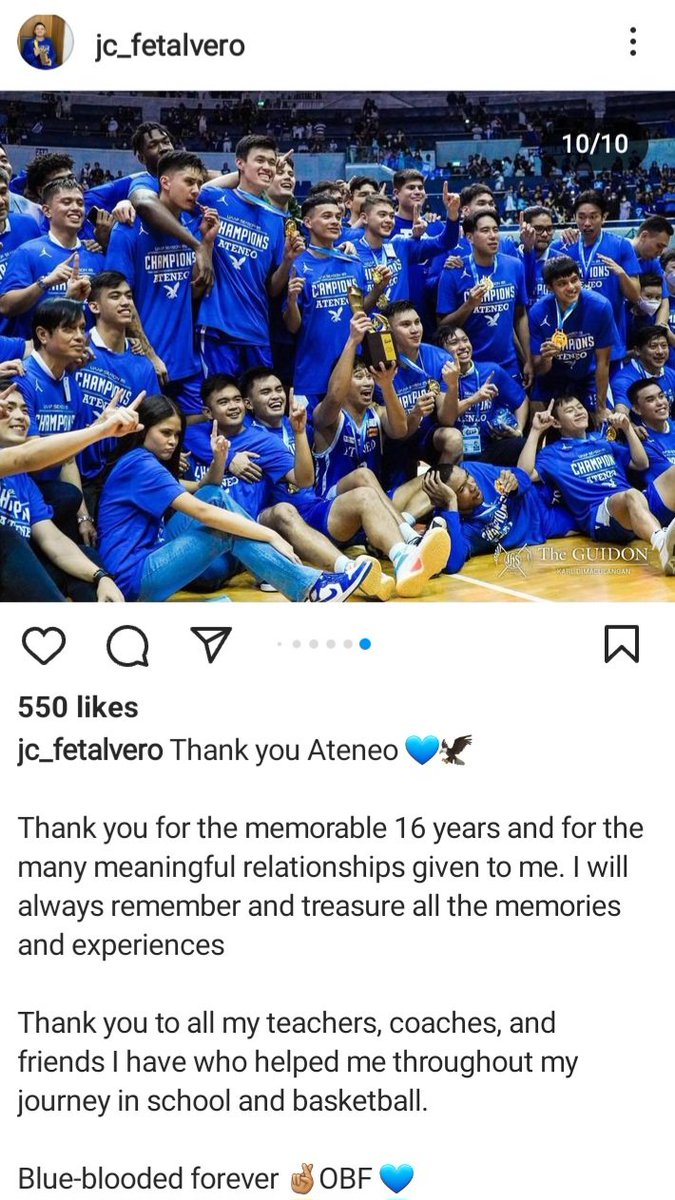 Thank you for the 16 years and the one big fight for Ateneo JC Fetalvero! 

Going the down the hill a champion 💙