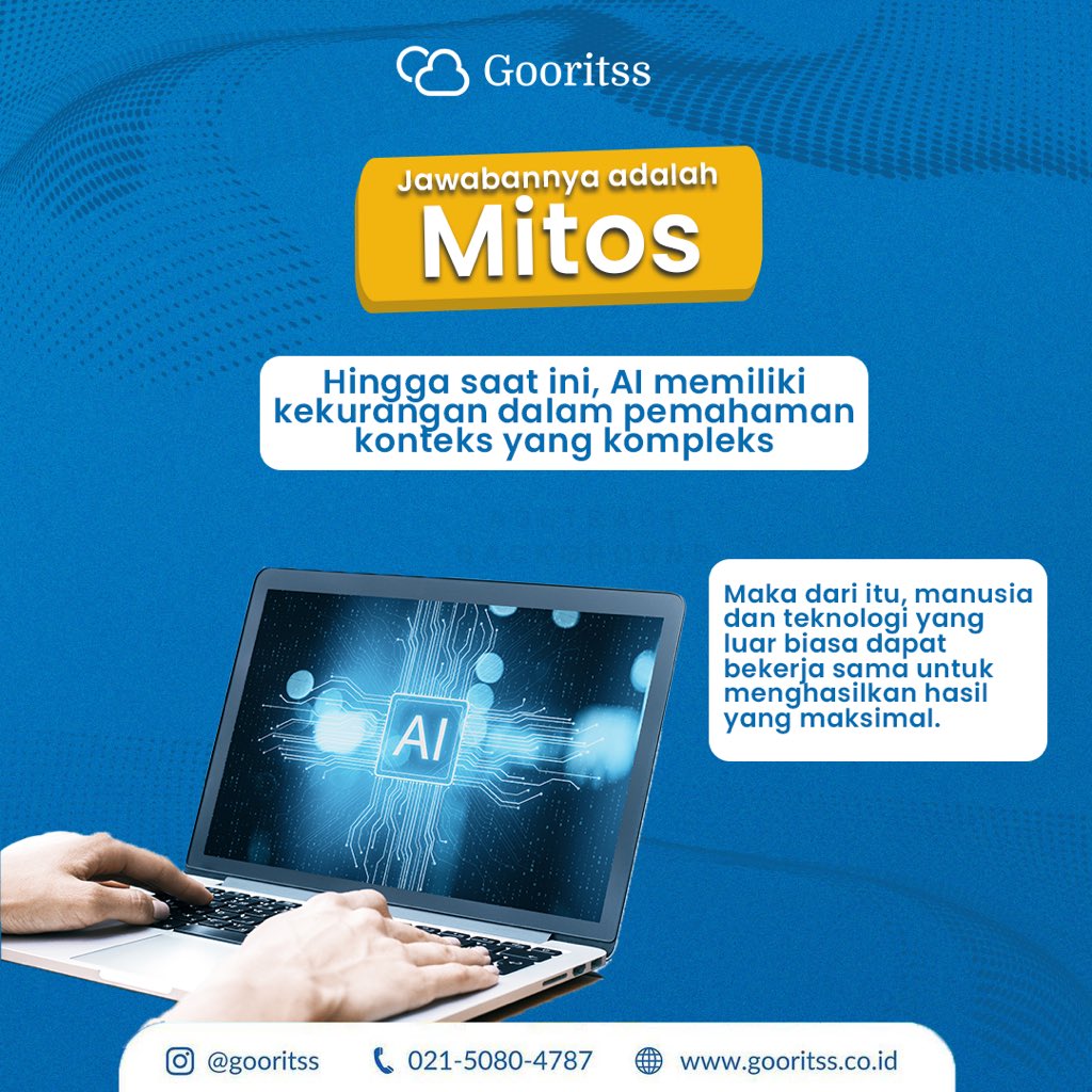 Gooritss_ID's tweet image. Artificial Intelligence (Al) telah menjadi sorotan utama di era digital ini.
Namun, apakah Al benar-benar dapat menggantikan peran manusia sepenuhnya? Cari tau jawaban nya lewat postingan di atas ya!

#Gooritss #arificialintelligence