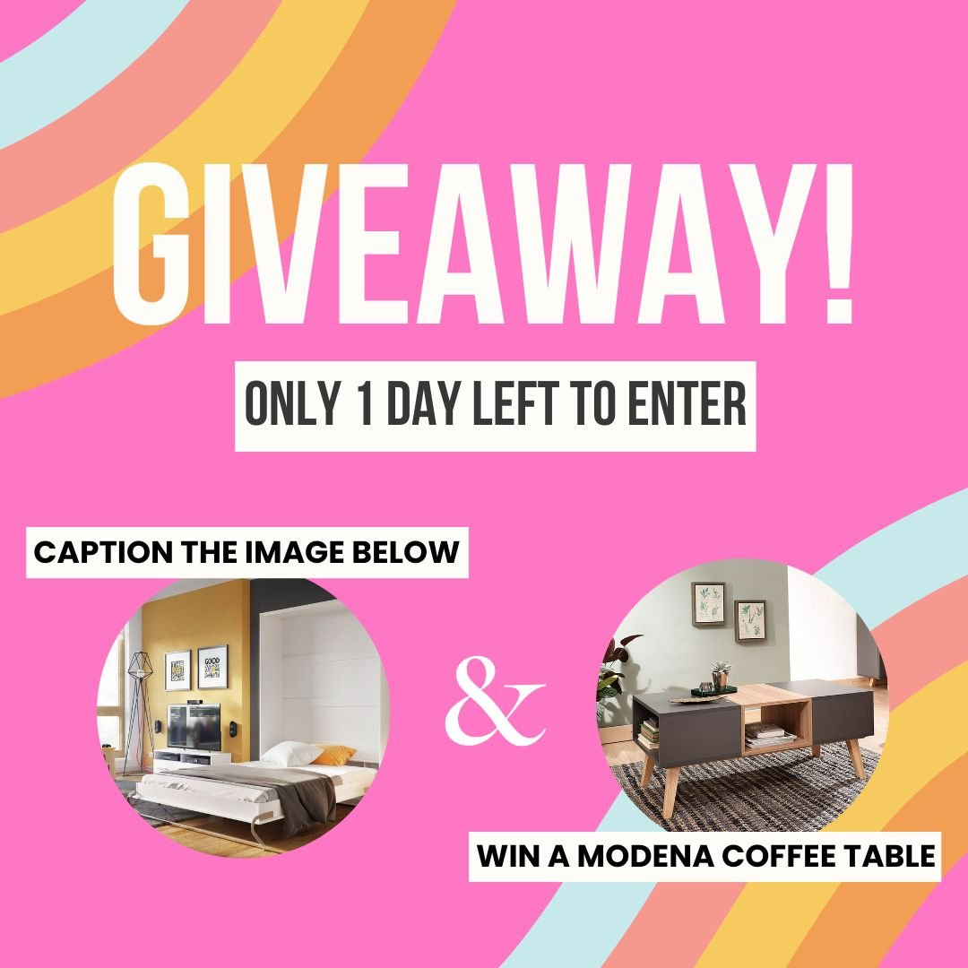 homedoneUK's tweet photo. 💕Only 1 Day Left to Enter Giveaway 😍😍
Details provided on Instagram: https://t.co/zAdWZ5pSDY
#freegiveaway #giveaway #Win #competition #wallbed #verticalwallbed #captioncompetition #captionthis #coffeetable #freecoffeetable #Modena #modenacoffeetable #homedoneuk https://t.co/0OyUlHWsPc