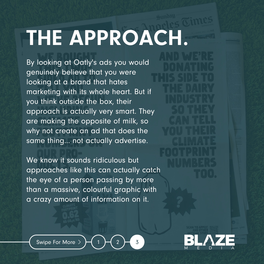🌱 Simplistic advertisements for a plant-based milk company? 🌱

That's right, Oatly have seemed to master the marketing game with their simplistic and humorous ads. ✨

Website link 👉 blazemedia.co.uk⁠ ⁠ 

#digitalmedia #digitalmarketing #socialmedia #marketing