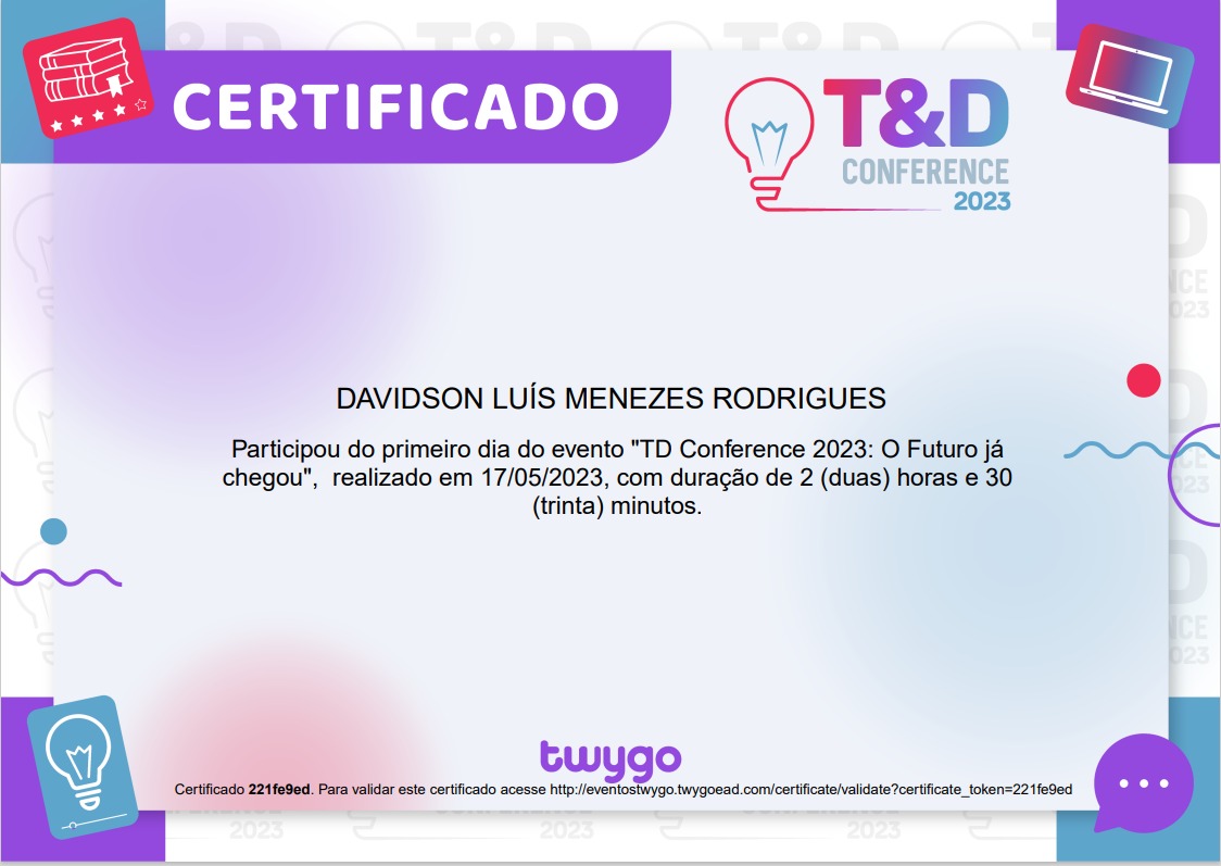 DavidsonMenezes's tweet photo. Muito feliz em participar d um momento de grande aprendizado e troca d conhecimento.
T&amp;D Conference 23: O futuro já chegou. 
A transformação da aprendizagem em um mundo conectado e imprevisível.
O Tiktok roubou meus alunos! Como atrair e reter atenção das novas gerações
@twygo https://t.co/DCaJhMF1FD