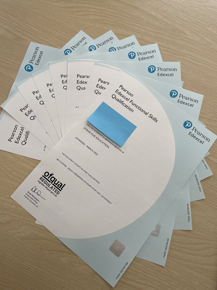 EducationStrive's tweet image. Maths exams certificates have arrived for our pupils 🥇 👨🏻‍🎓 Well done everyone! 👏 #functionalskills #maths #certificates #education #achievement #harrogate