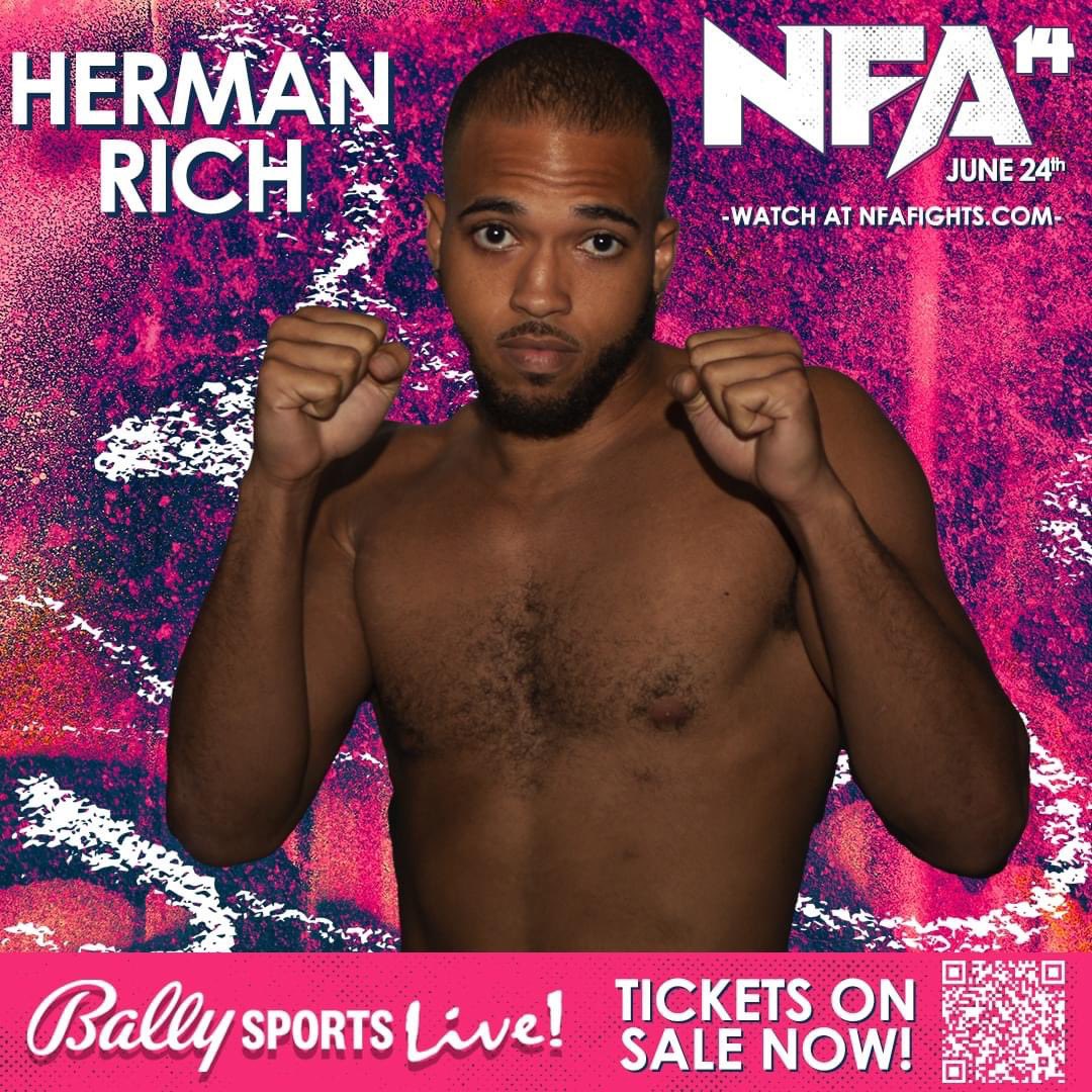 Nemesisfighting's tweet image. Get your tickets to see Herman Rich step into the #Nemesis cage on June 24 @ballysportslivestl inside @BPVSTL 

🎫 tickets 🎫 are going fast, get yours now at tinyurl.com/Nemesis14Tix
🏢 Ballpark Village St. Louis 
📺 NFAfights.com

 #localmma #livemma #stlmma