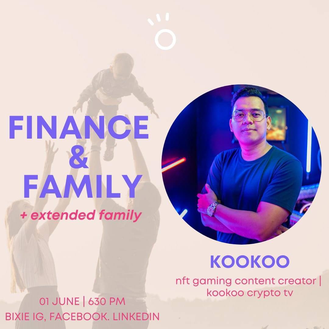 🏠💰 Money talks at home can be awkward, but essential for our family's future. 🚀 Join us with #Web3 influencer <a href="/kookoocryptotv/">Kookoo</a>  for a lively discussion about family finances - extended kin included! 👨‍👩‍👧‍👦 Tune in this Thursday, 6:30PM on Bixie's FB, IG &amp; LinkedIn. See you there!
