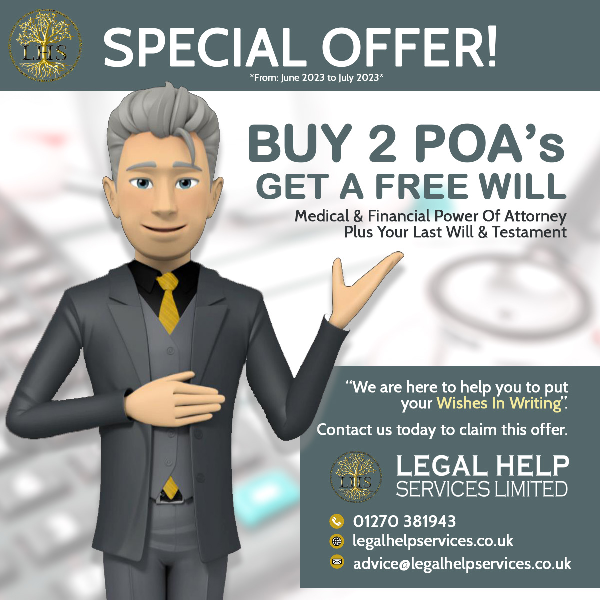 Exclusive Offer Alert: The Ultimate Power Trio! By securing both Medical and Financial Power of Attorneys with us, you'll receive our professional Will Writing service ABSOLUTELY FREE as a bonus! #SecureYourFuture #LegacyProtection #SeizeThePower