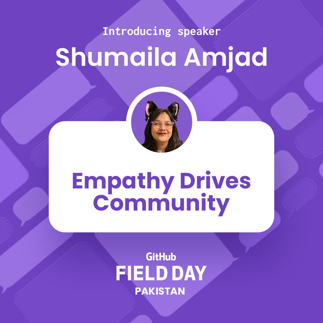 Exciting news! Meet our speaker, Shumaila Amjad, Senior Community and Outreach Specialist at 10Pearls. Her expertise in community building will inspire and empower us at GitHub Field Day Karachi! 🐙☂️ #GitHubFieldDayKarachi #SpeakerHighlight #ShumailaAmjad