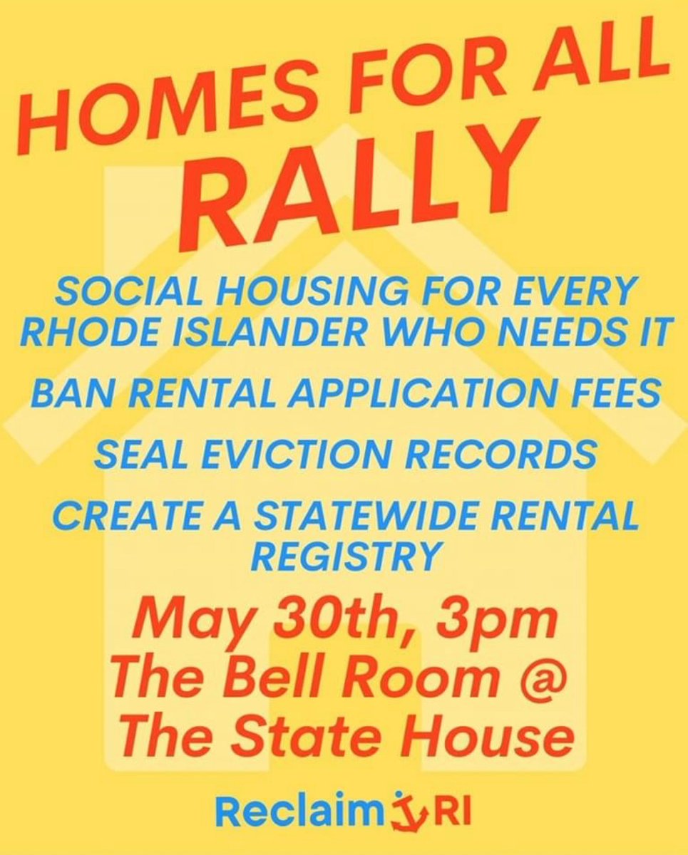 COME JOIN US AT THE STATE HOUSE TODAY 

#ReclaimRI #Housing4All #CreateHomes